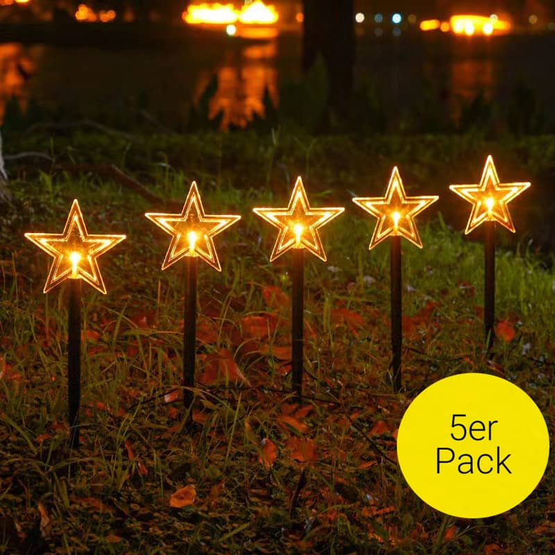 5er Set) LED Sterne Solar Lampe Outdoor Gartenleuchte Laterne