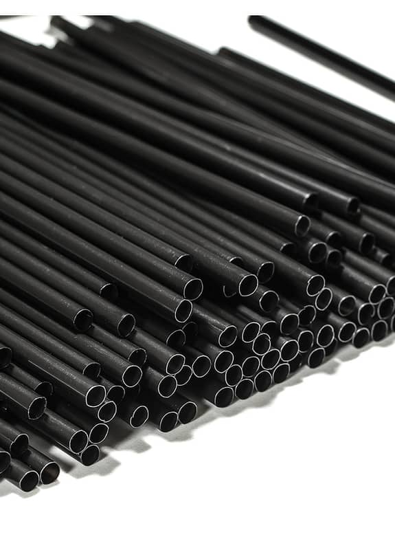 500er Set 21cm Kunststoff Strohhalm Einweg Schwarz