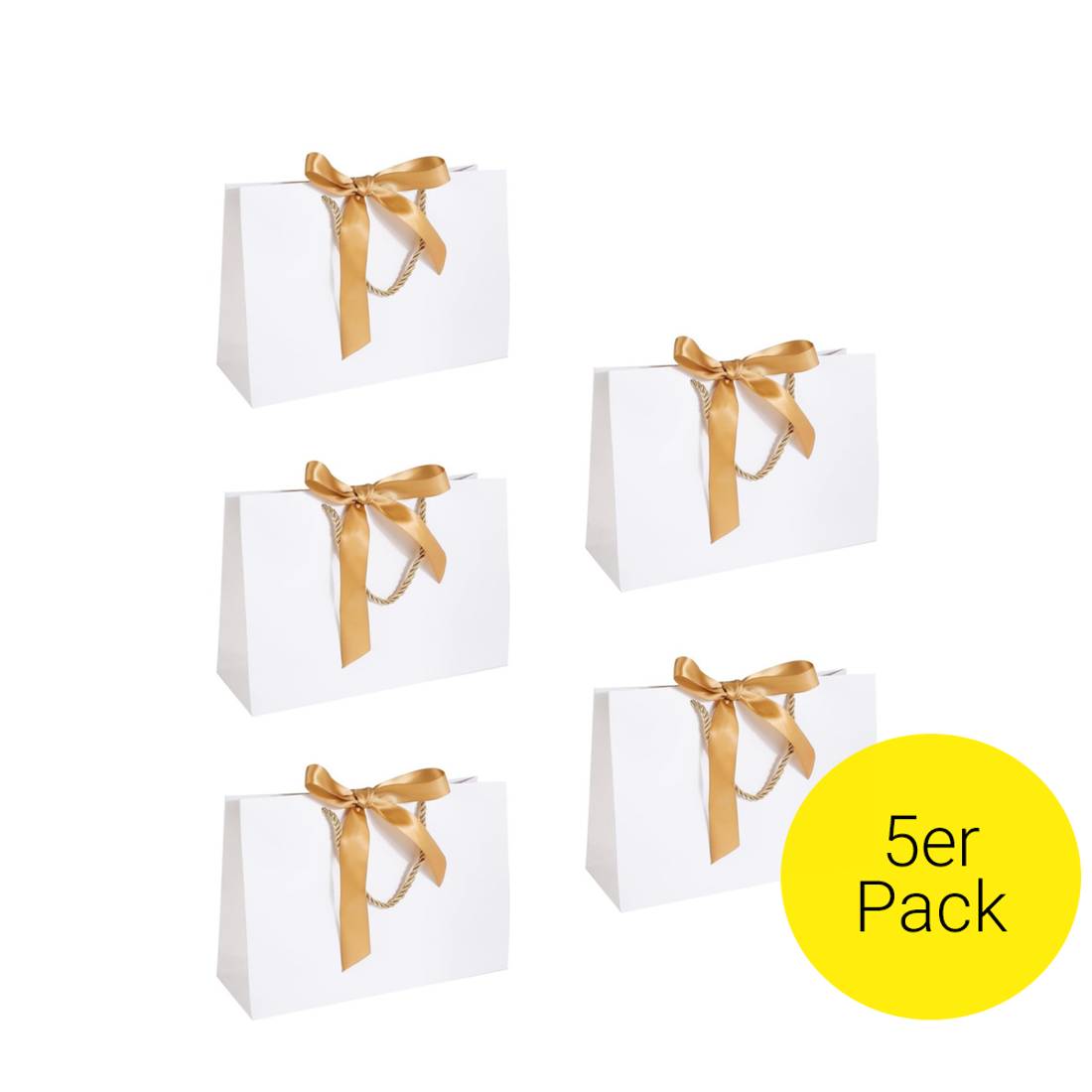 Miamex Kraftpapier-Geschenktüten Mit Griffen – 40 Stück, 18x8x21 Cm, Weiß, Wiederverwendbare Einkaufstaschen