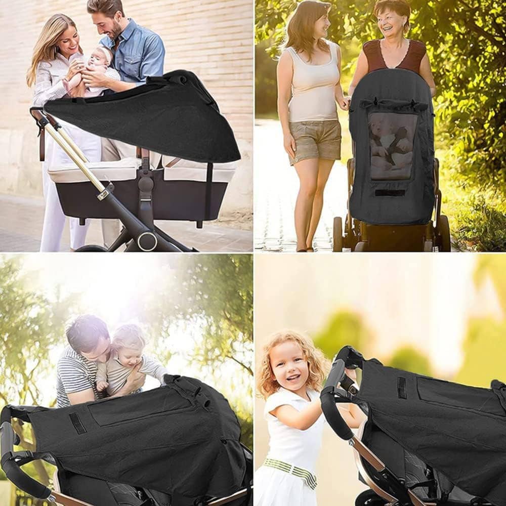 RayShade Sonnensegel Für Buggy – Schwarzer UV-Schutz Mit Klettverschlüssen, Leicht Zu Montieren