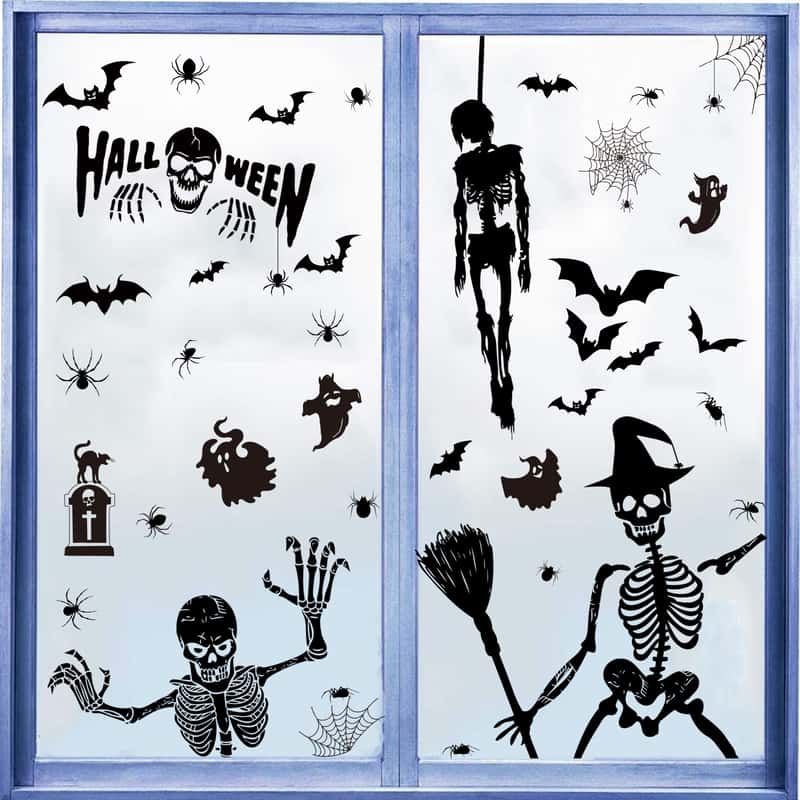 Halloween Fenster Aufkleber Sticker Deko Skelett