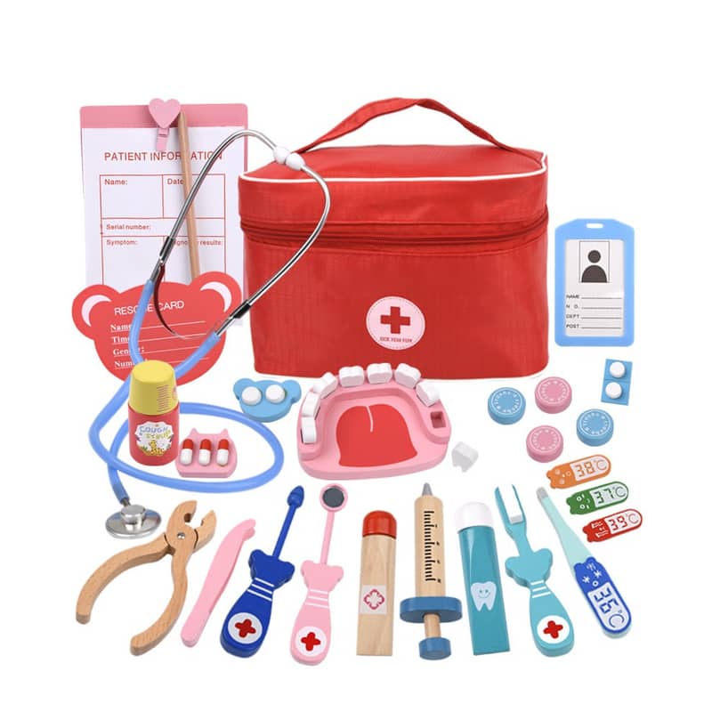 Oeasy 28 Pièces Mallette Docteur Enfant Bois, Jeu dImitation Mallette