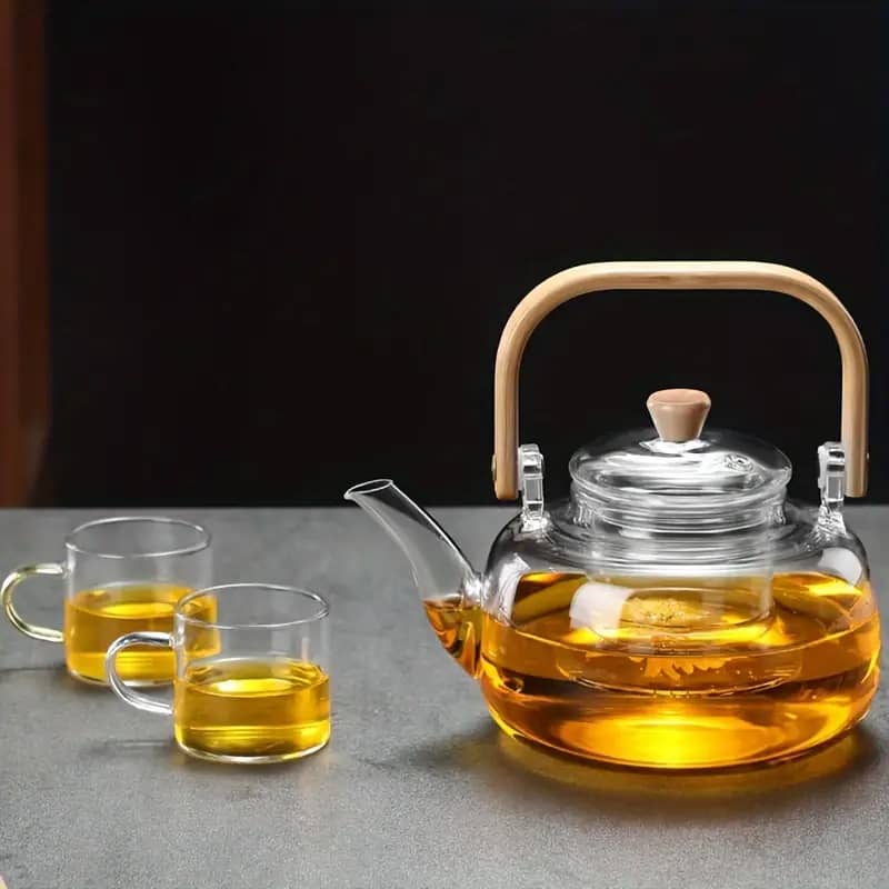 1l Glas Tee Kanne mit Filter Sieb/Griff Transparent