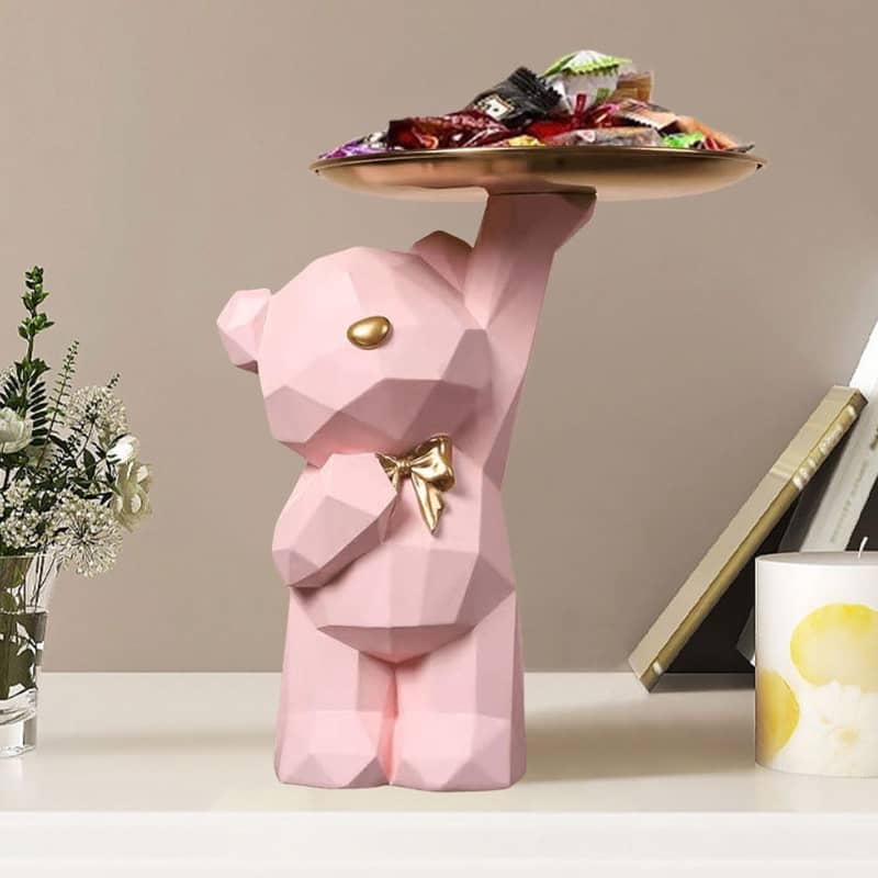 Stehender Deko Bär Butler Home Deko Accessoire Pink