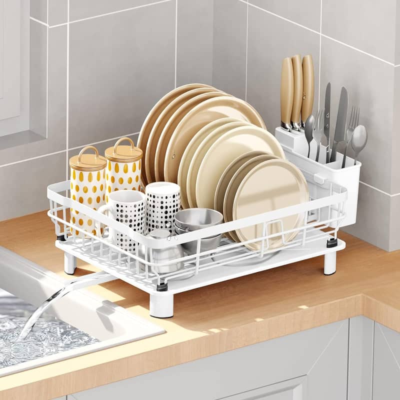 43x33cm) Geschirr Abtropfgestell Gitter Rack Weiss