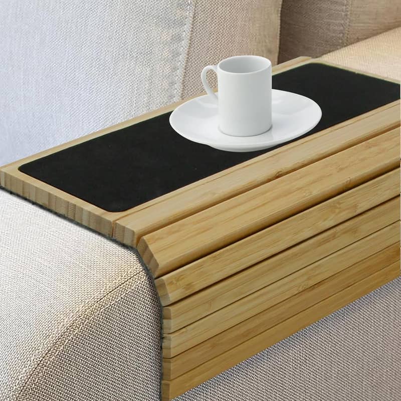 43x34cm Bambus Sofa Tablett Couch Armlehnen Ablage