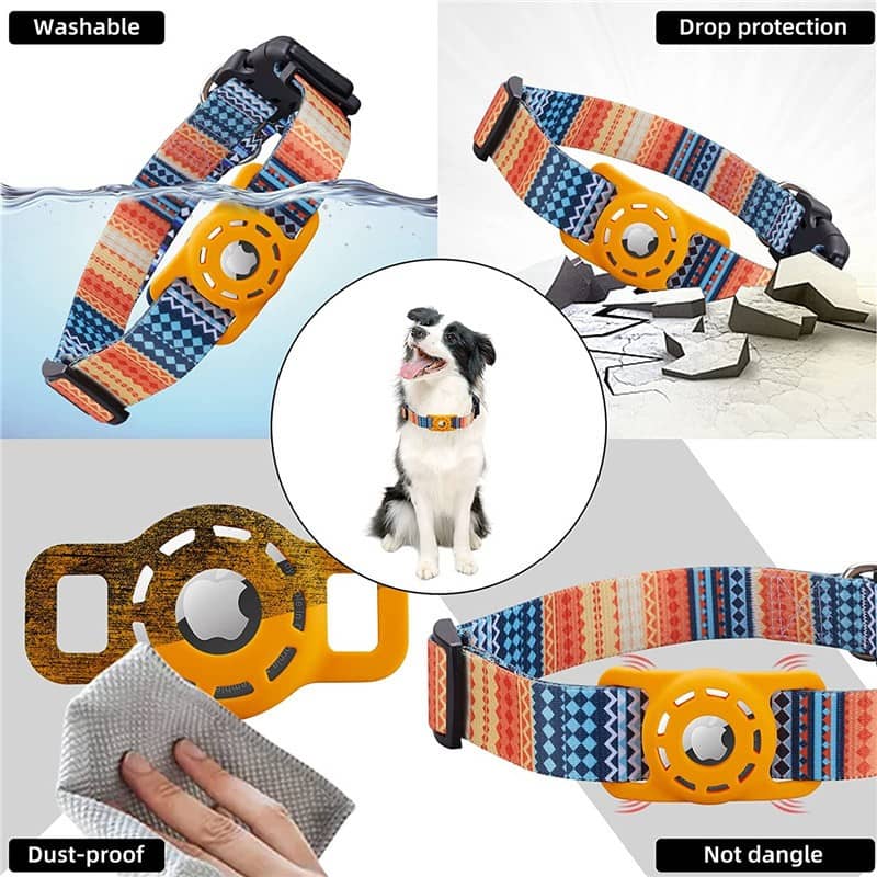 Leder-Hundehalsband Mit Airtag-Halter – Nieten-Optik, Vintage Bronze, Verstellbar (versch. Größen)