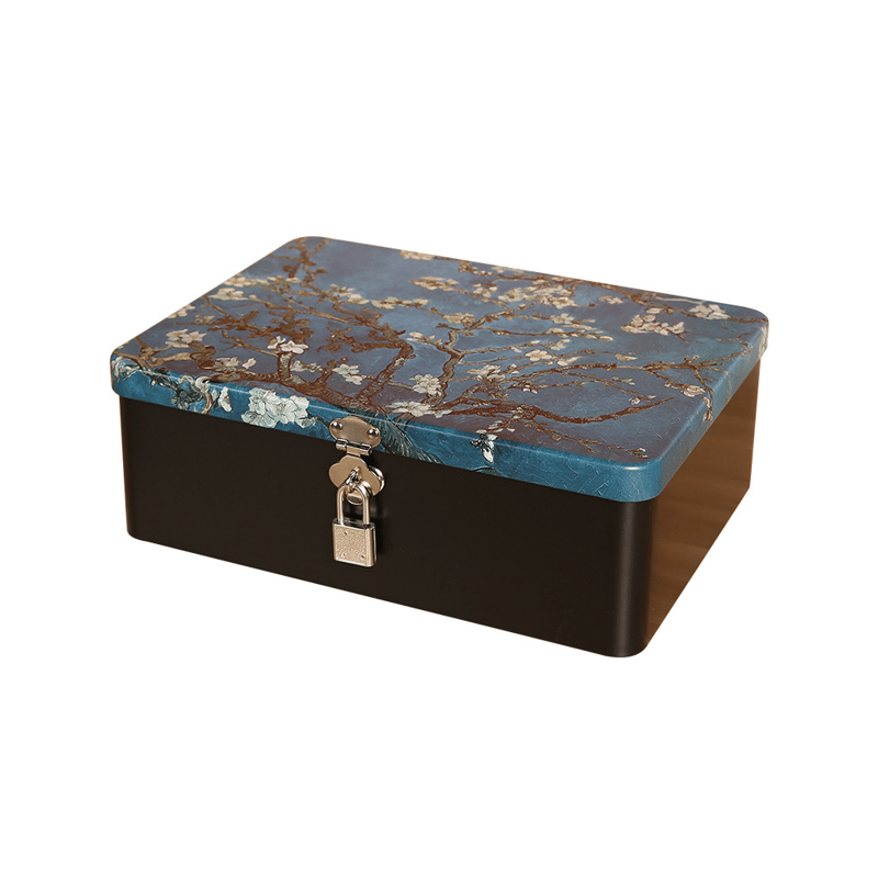 175x130mm) Blech Dose Aufbewahrungsbox Schwarz/Blau