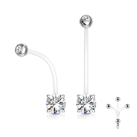 Paula & Fritz® Piercing de nombril de grossesse avec cœur en zircone bio flexible, Acier inoxydable Bioflex Epoxy acier inoxydable, Oxyde de Zirconium Paula & Fritz® Piercing de nombril de grossesse avec cœur en zircone bio flexible, Acier inoxydable Bioflex Epoxy acier inoxydable, Oxyde de Zirconium