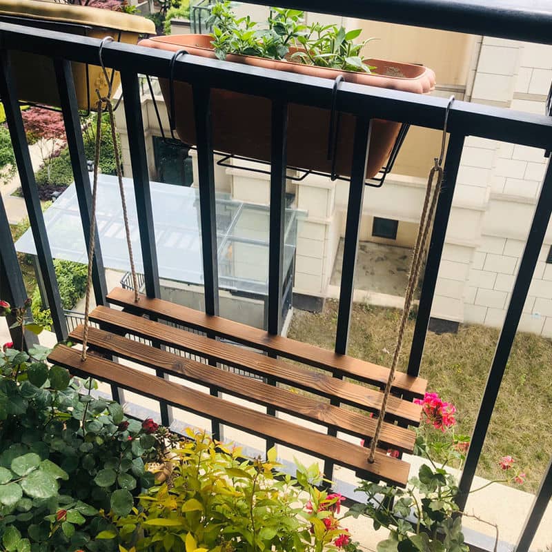 Holz Balkon Regal Home Deko Ablage Geländer Hängeregal