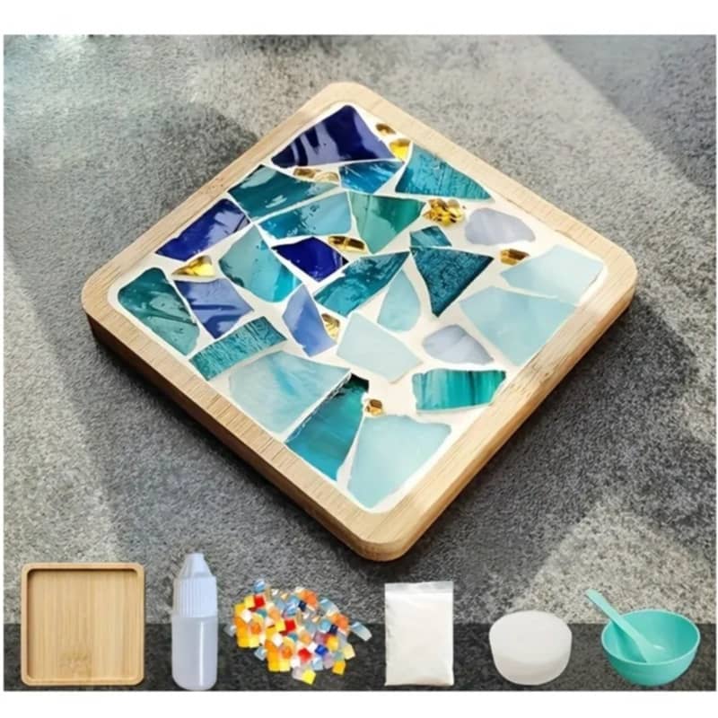 7-tlg.) 9x9cm Mosaik Bastel Untersetzer DIY Deko