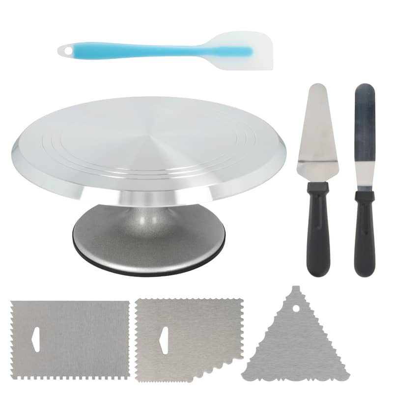 7-tlg. Set Drehbare Tortenplatte Kuchen Drehteller