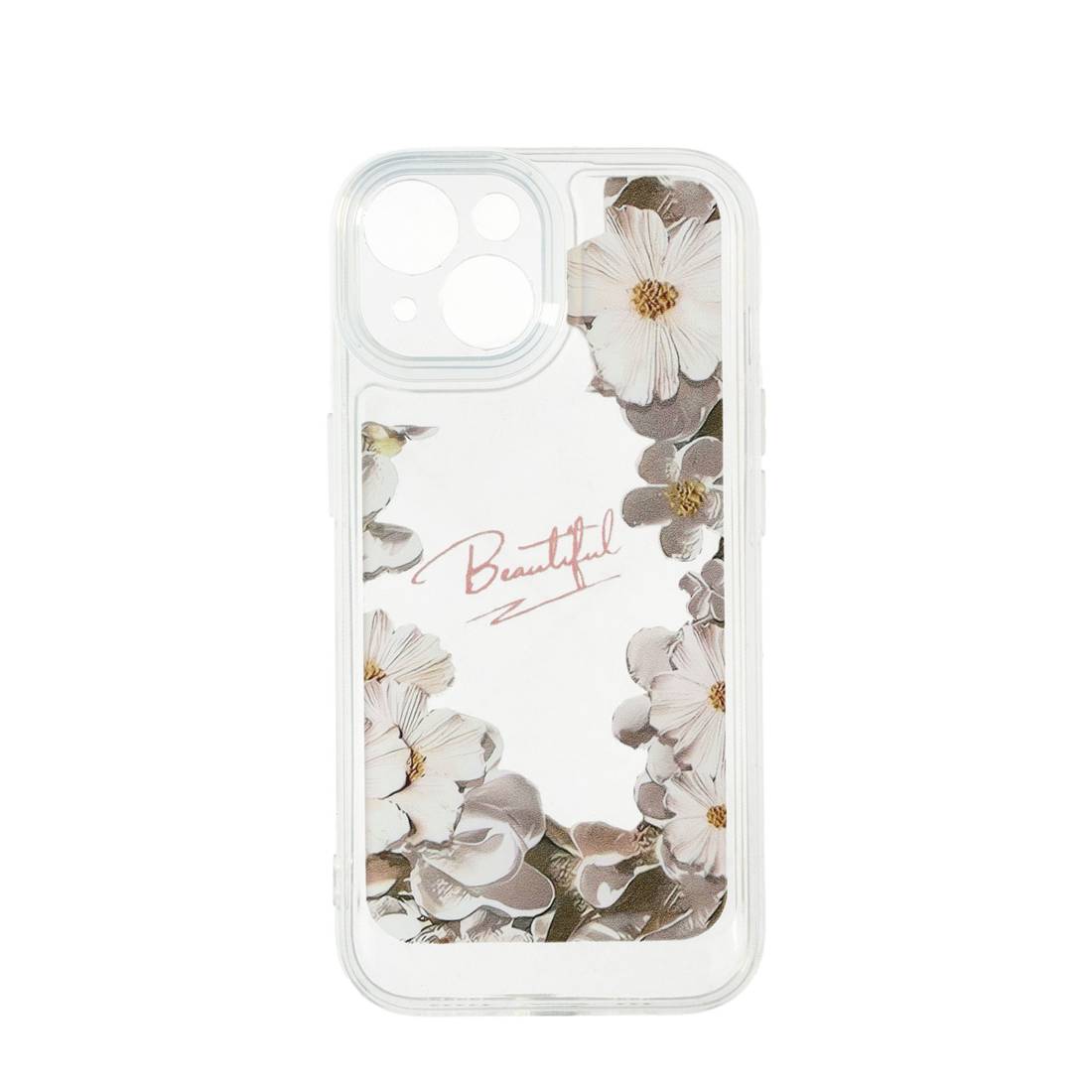 IPhone 15 (6,1 Zoll) Hülle Mit Blumenmuster & 1x Gehärtetem Glas | Transparent & Stossfest