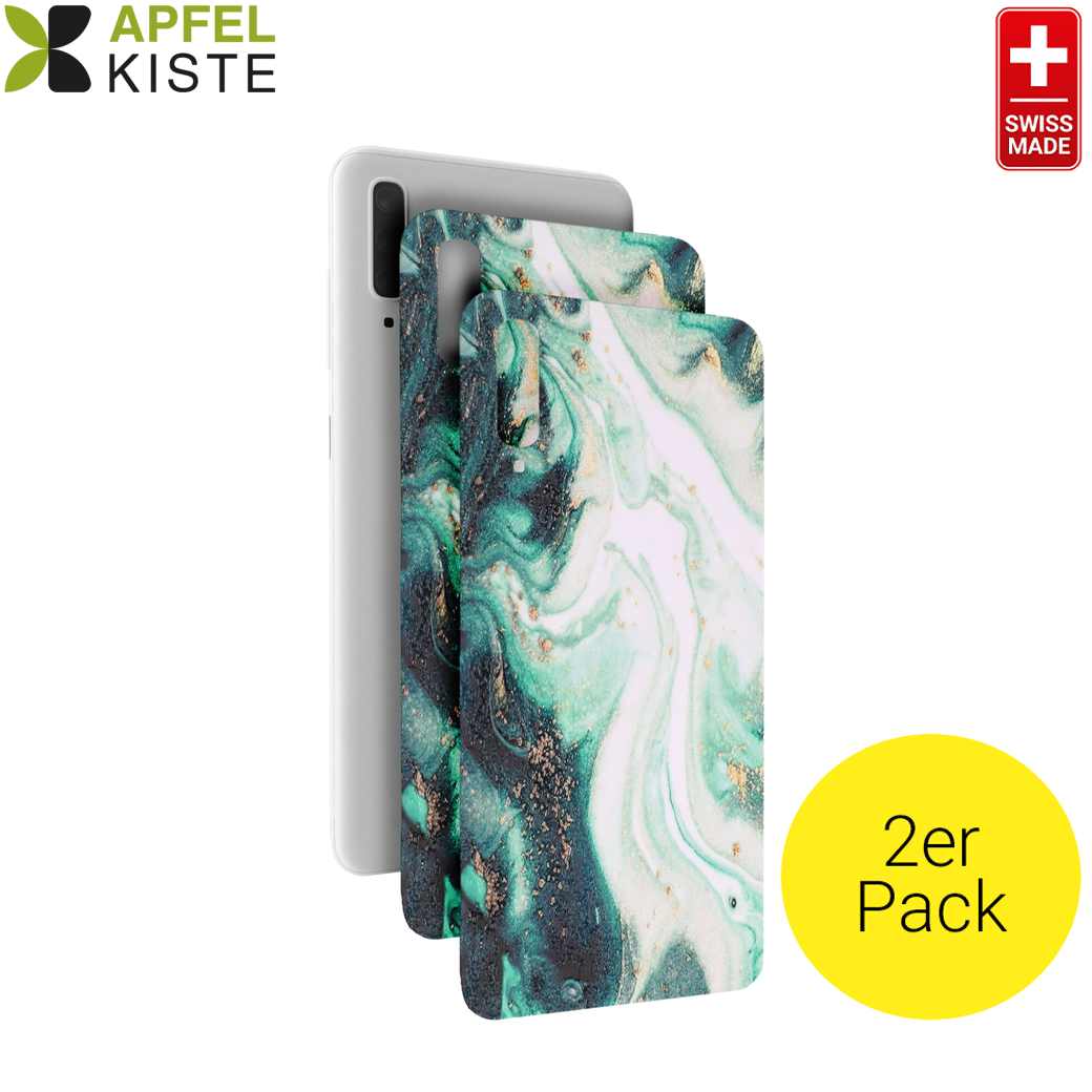 Apfelkiste Samsung Galaxy A10 Backcover Schutzfolie Smaragd Marble