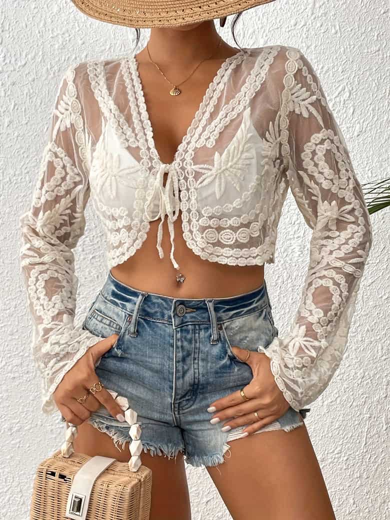 Bolero Damen Spitzenjacke Frühling Frau Schwarz Spitze Jacke Schal