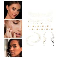 5 Gold-silberne Gesichts-Tattoo-Aufkleber – Metallic, Wasserfest, Für Sommersprossen & Augen-Deko