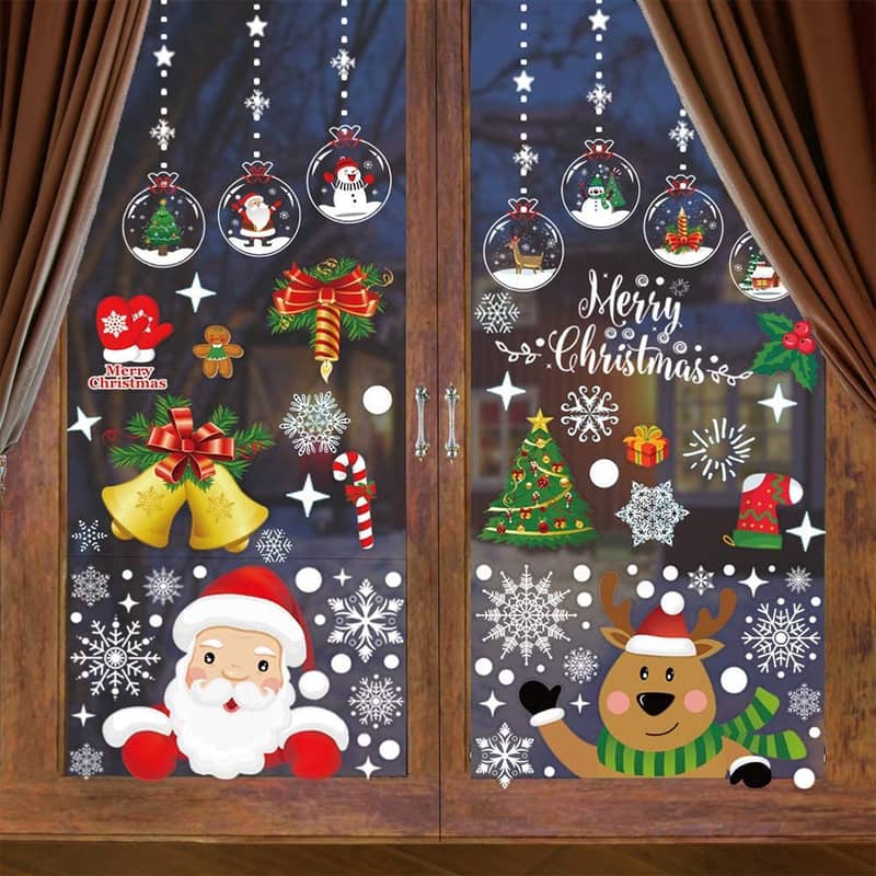 260er Set Weihnachts Fenster Folien Aufkleber Deko