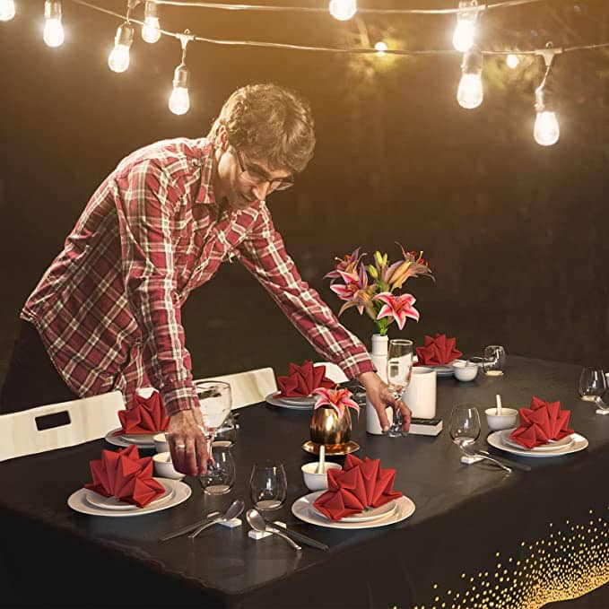 270x135cm) Party Deko Tischdecke Schwarz / Gold