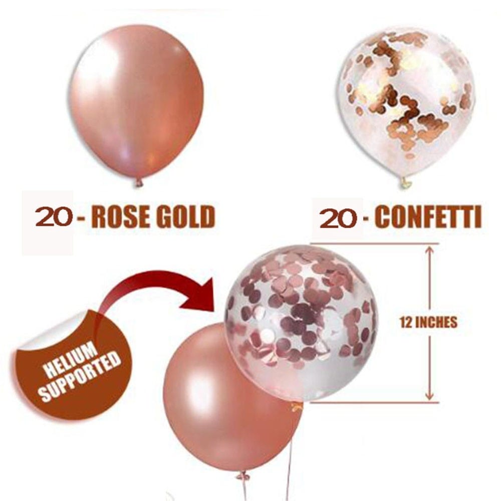 48 Stück Folienballon Set Konfetti Luftballons /& Latex Rosegold Luftballon Set
