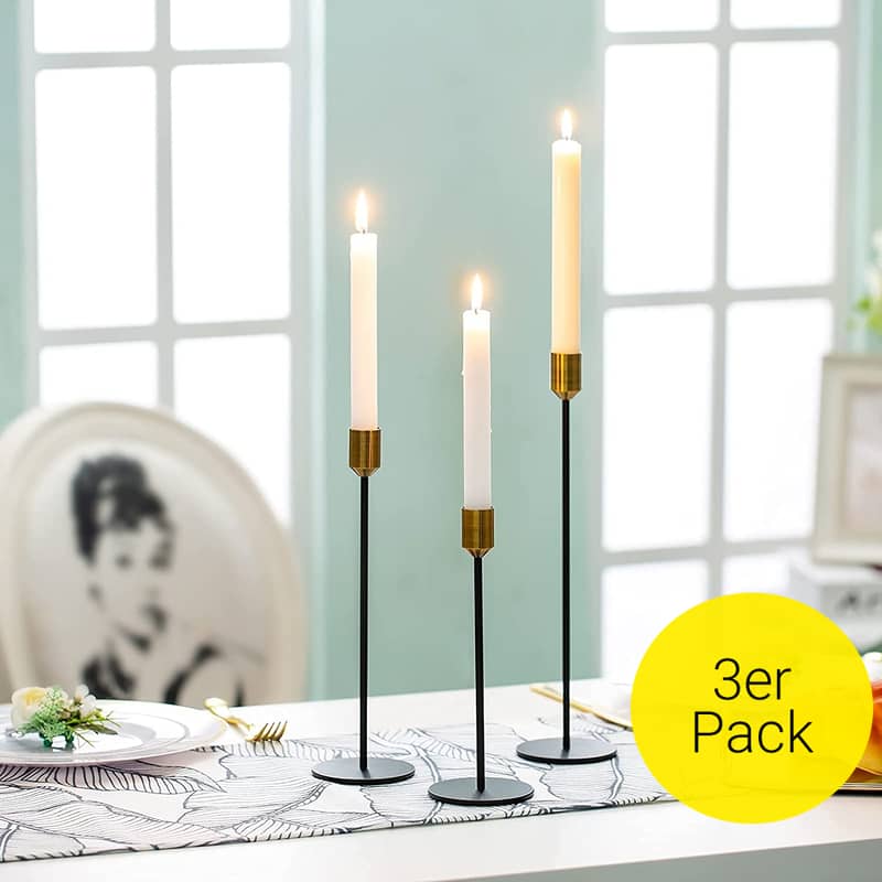 3er Set) Kerzen Ständer Home Accessoire Schwarz