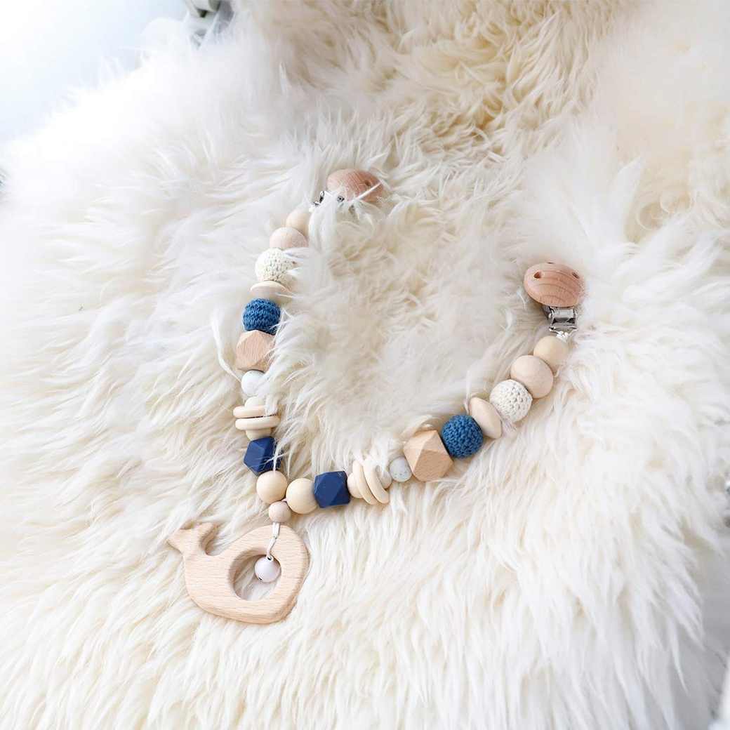 ARTGUTS 4 Stück Schnullerkette Clip - Holz Schnullerkette Für Kinderwagen