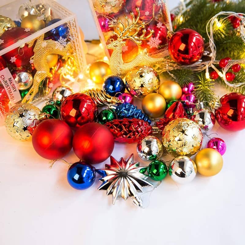 30er Set) Christbaum Schmuck Weihnachtskugeln Bunt