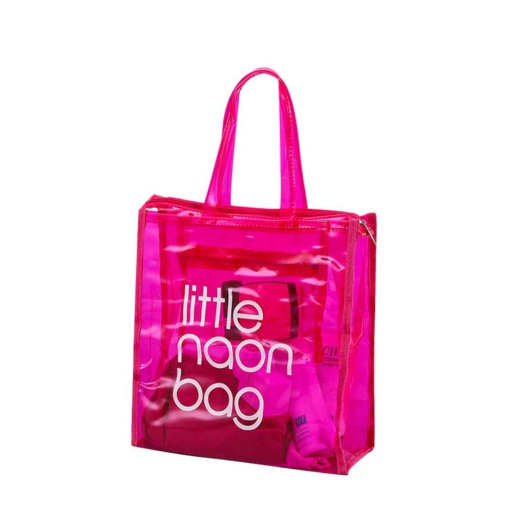 30x30x12cm) Transparente Strandtasche Pink