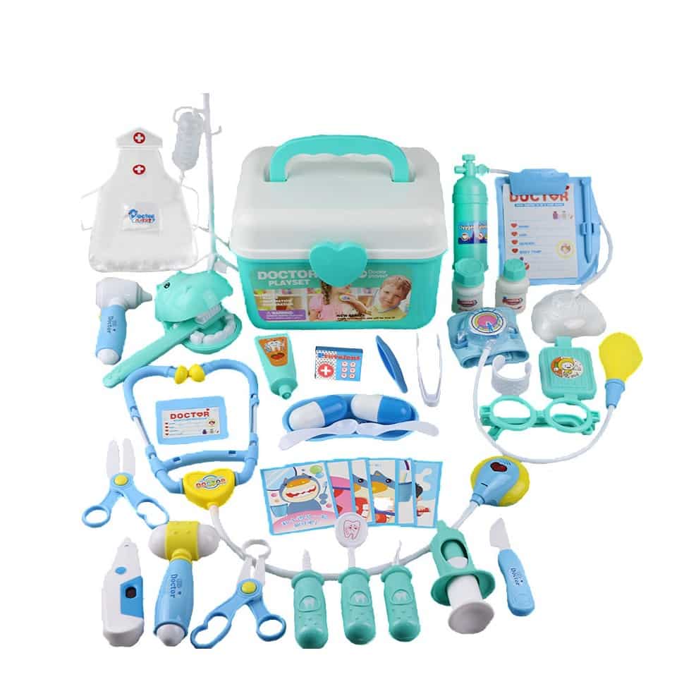36-tlg. Set) Kinder Arzt Koffer Doktor Zubehör Blau