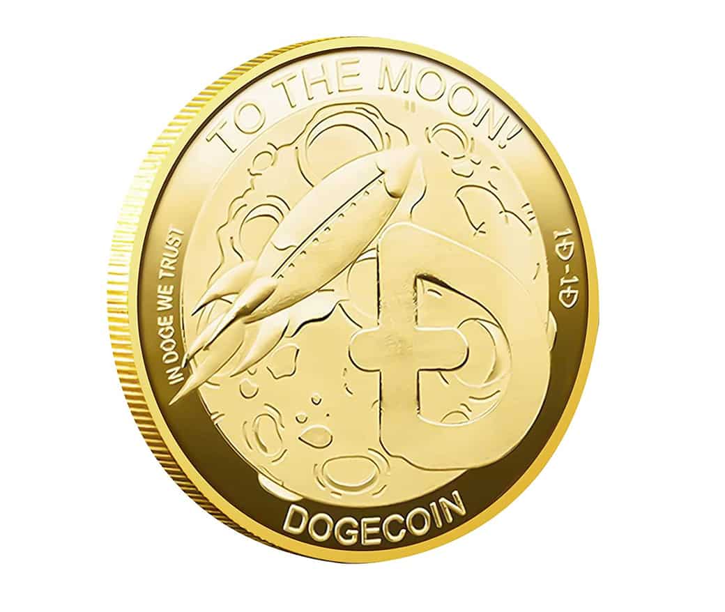 Ø38mm) Dogecoin Moon Krypto Münze Souvenir Gold