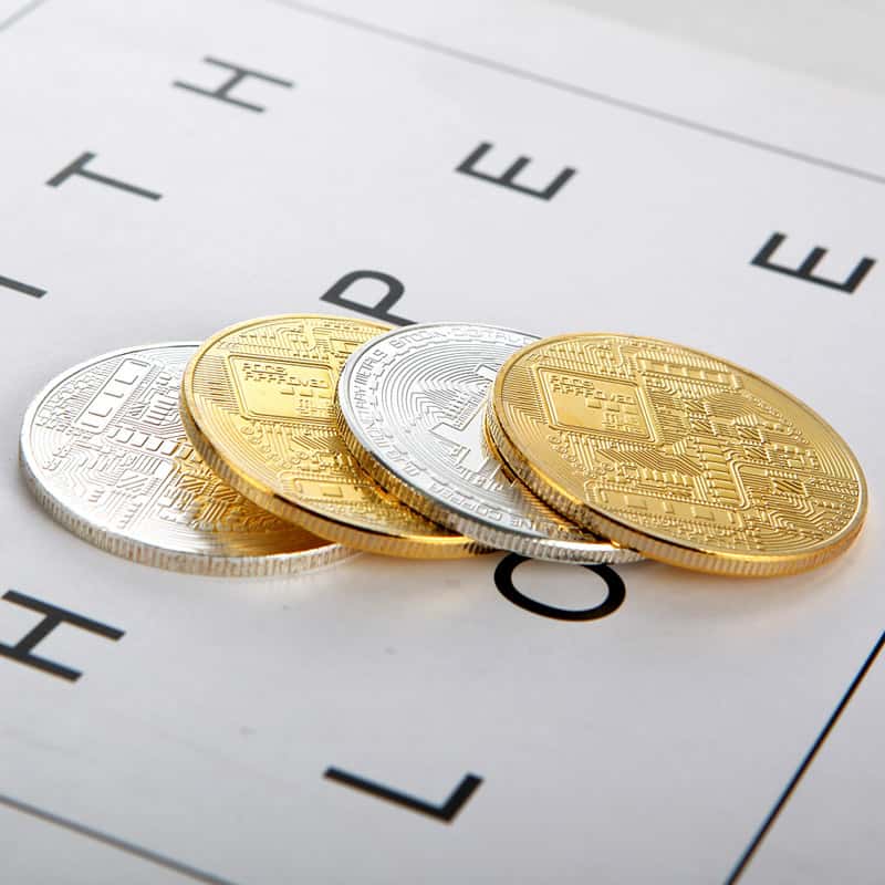 Bitcoin Münze Kryptowährung Gold Silber Krypto Sammler BTC Ständer Schwarz 