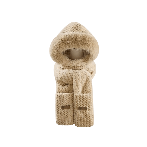 Strickmütze Mit Kapuzen-Schal Für Damen – Warm, Kuschelig & Stylisch Im Winter