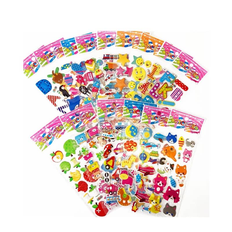 Produktbild von 3D Aufkleber Kinder – 23x9,5 Cm, Geprägte Tier-Motive, Wiederverwendbar, PVC, Für Bastelprojekte, Tagebücher, Laptops & Partys