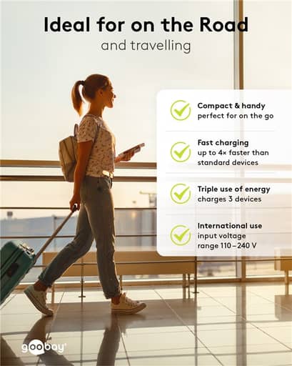 Goobay - (65W/3A) USB A / 2x USB C GaN Ladegerät Netzteil Power Delivery / Quick Charge 3.0 (61760) - Weiss - Xperia 1 VI Zubehör (kopiert) - Bild 1