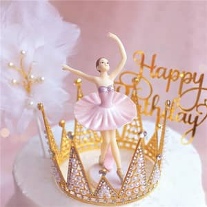 Ballerina Torten-Deko Set - Kuchenaufsätze Mit Krone & Schmetterlingen