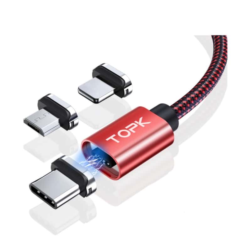 Magnet Ladekabel Lightning Micro USB USB-C Rot