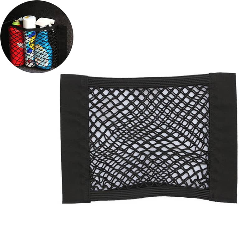 Auto Aufbewahrungsnetze – 2 Stück, 40x25 Cm, Elastisch, Verstärkte Kanten, Für Kofferraum & Seitenfächer, Schwarz