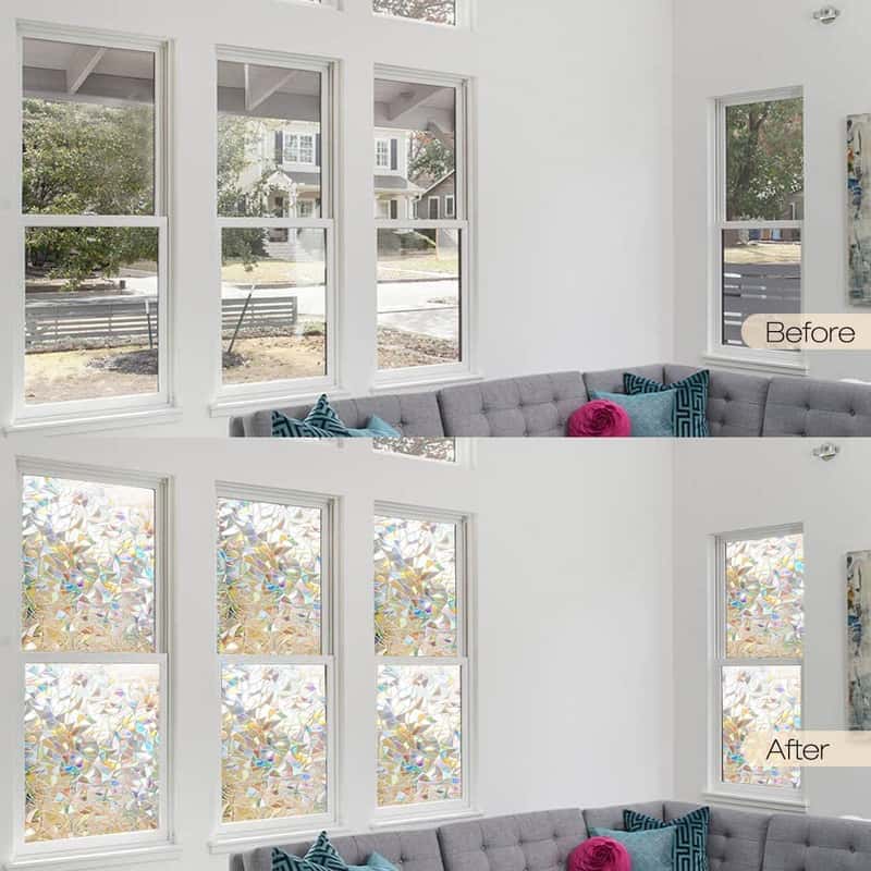 Fensterfolie 3D Regenbogen Fensterfolie Ohne Klebstoffe Anti UV bunt 44.5 x  200cm, JedBesetzt