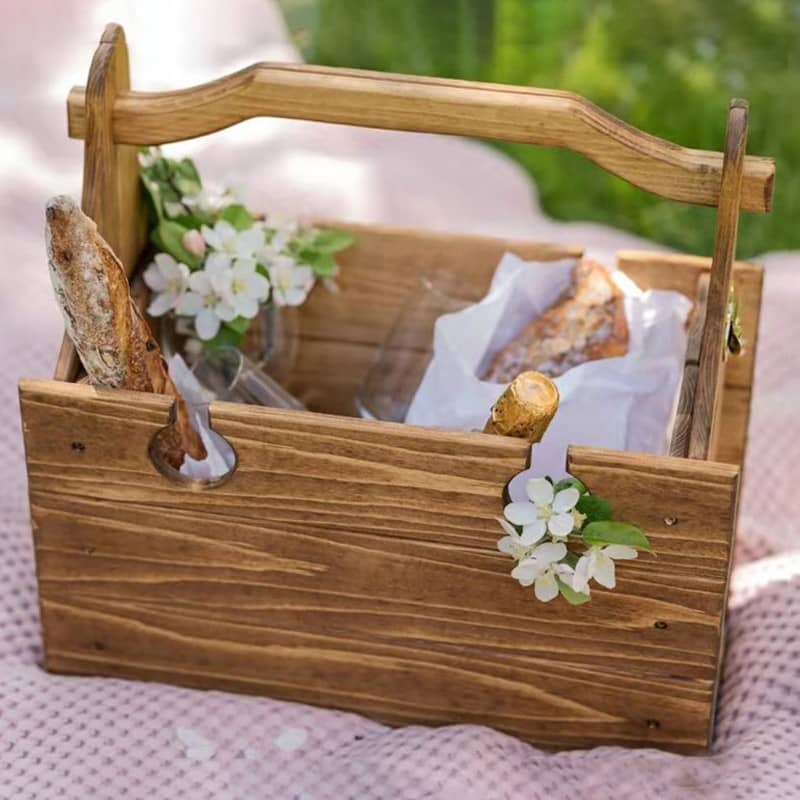 45x30x11cm 2in1 Mini Holz Klapp Tisch Picknick Korb