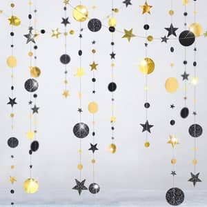 Goldene Papier-Girlande (24 M) - Brandgeschützt, Für Party-Deko, Hochzeit, Geburtstag