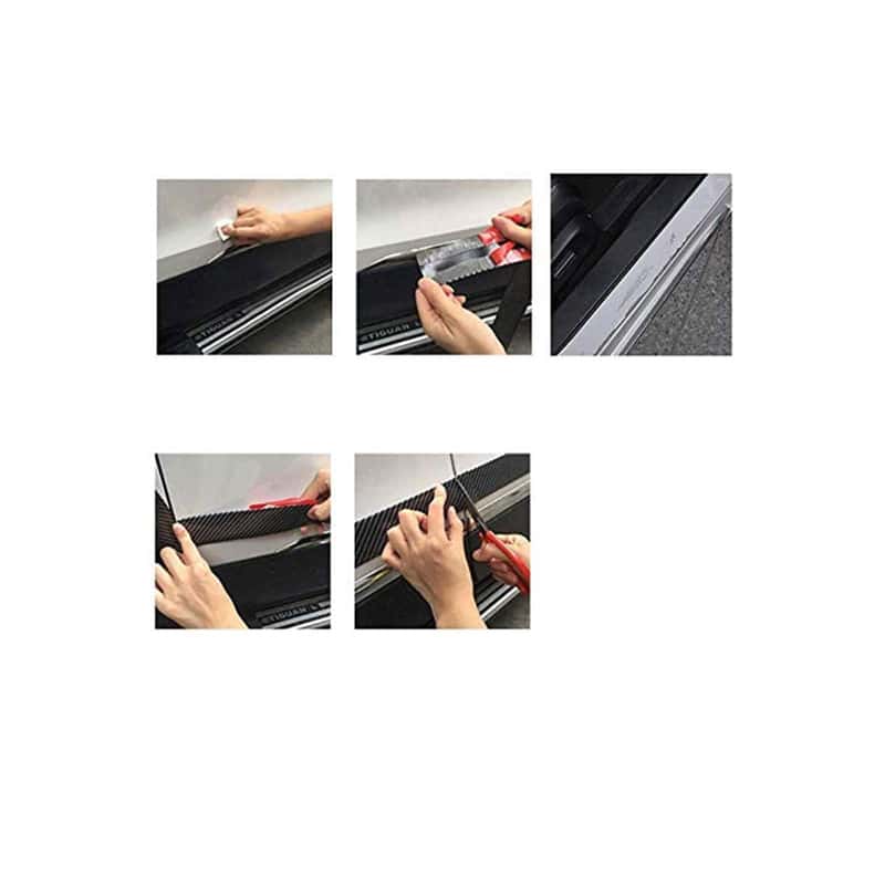 Auto Einstiegsleisten Schutz Folie,5 Stück Diyxisk Trunk Door Sill  Strip,Carbon-Faser-StoßStangen Anti-Scratch : : Auto & Motorrad