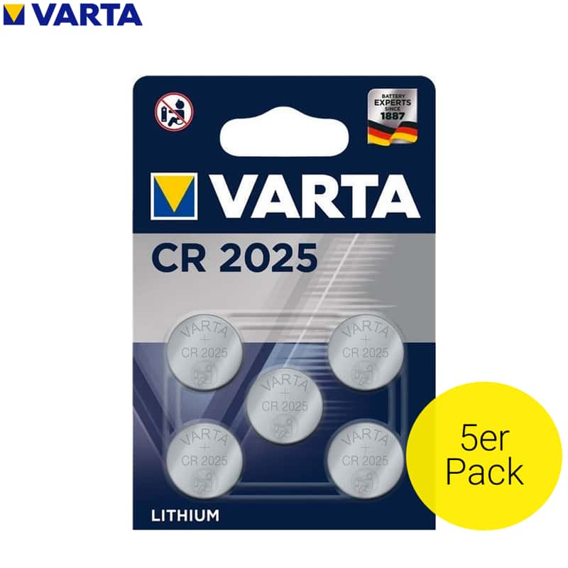 5x CR2032 Knopfzelle 3V Batterie Varta Blister 