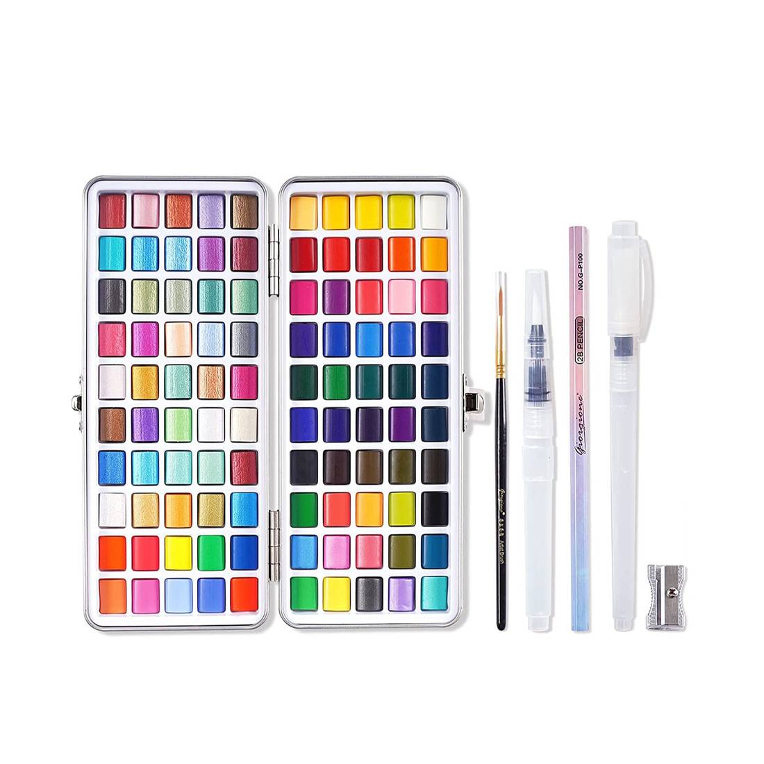 Produktbild von Leere Aquarellfarben-Dosen-Box Mit 12 Vollen Pfannen Und 24