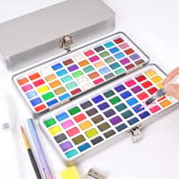 MALKASTEN 36 WASSERFARBEN mit Pinsel Aquarell Tuschkasten Farbkasten Malen EUR 8,99 - DE