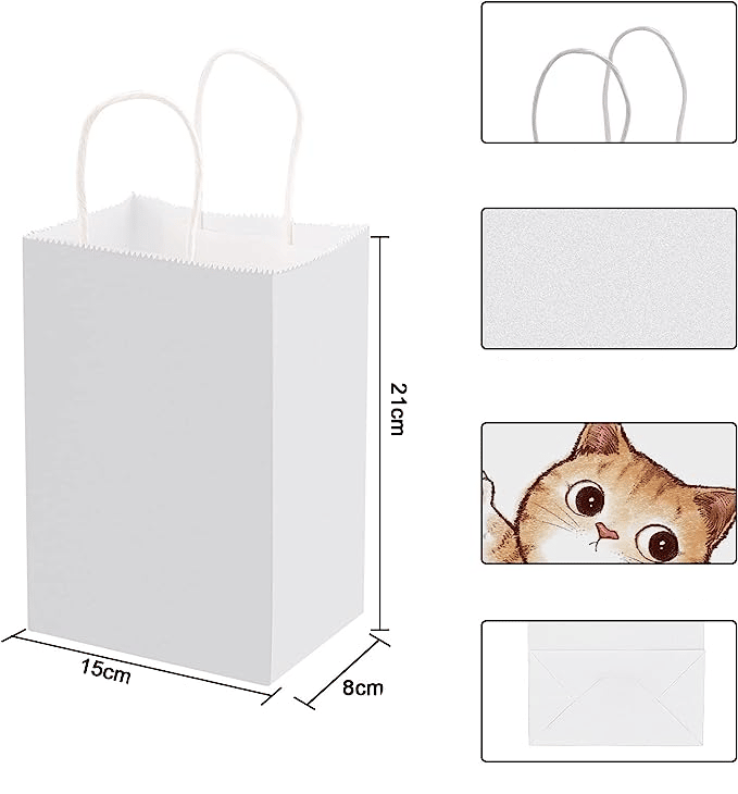 20er Set) 21x15cm Papiertüten Geschenktasche Weiss