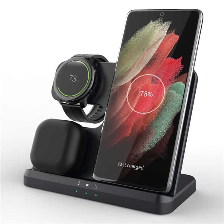 30W 3in1 Ladegerat QI Wireless Charger Schwarz