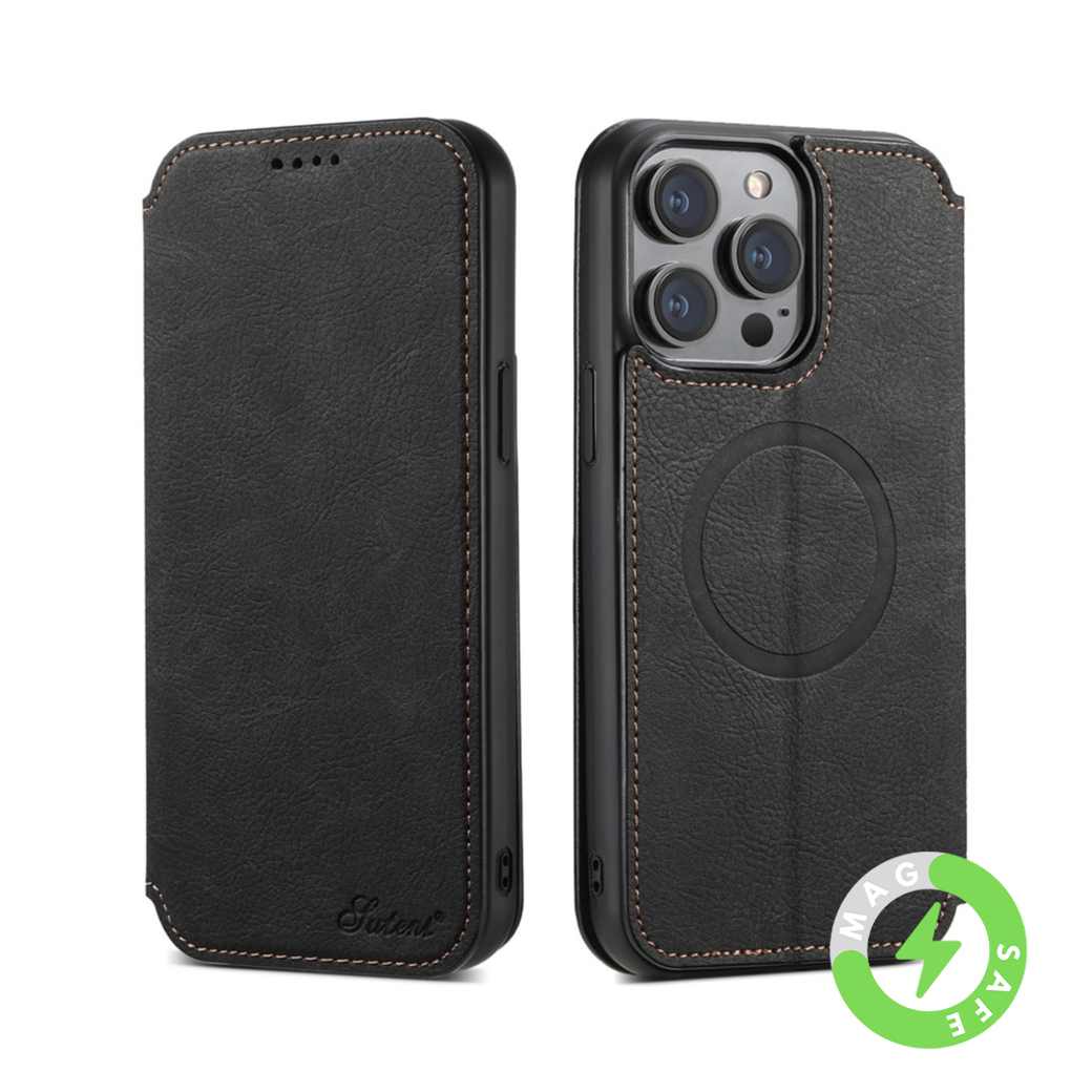 iPhone 14 Pro Max MagSafe Leder Tasche Flip Cover