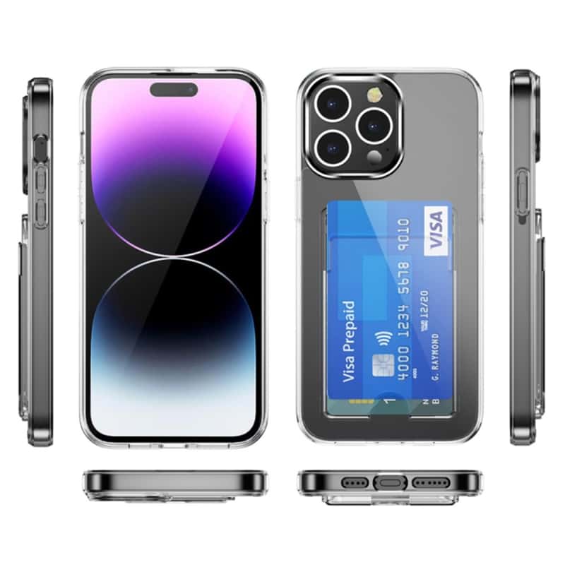Hybrid-Hülle mit Kartenhalter iPhone 15 Pro Max transparent