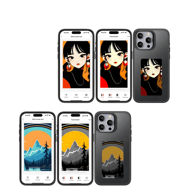iPhone 15 Pro Max Hybrid Hülle TPU Bumper mit Acryl Rückseite + E-Ink Display mit NFC Technologie - Schwarz - E-Ink Hüllen - Bild 2