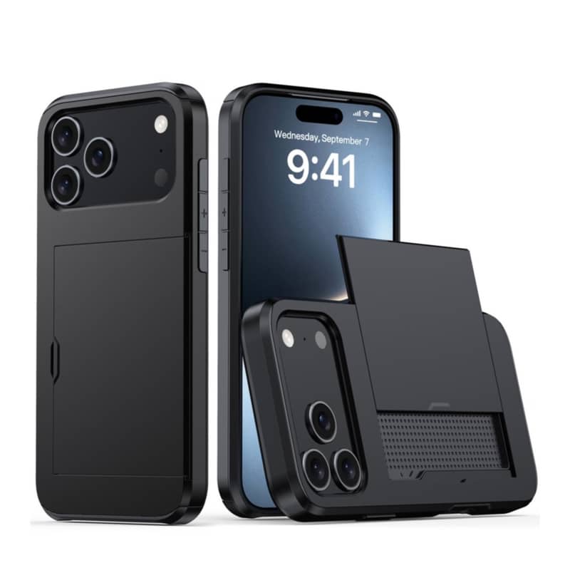 iPhone 17 Pro Max Hybrid Hülle Kartenfach Schwarz