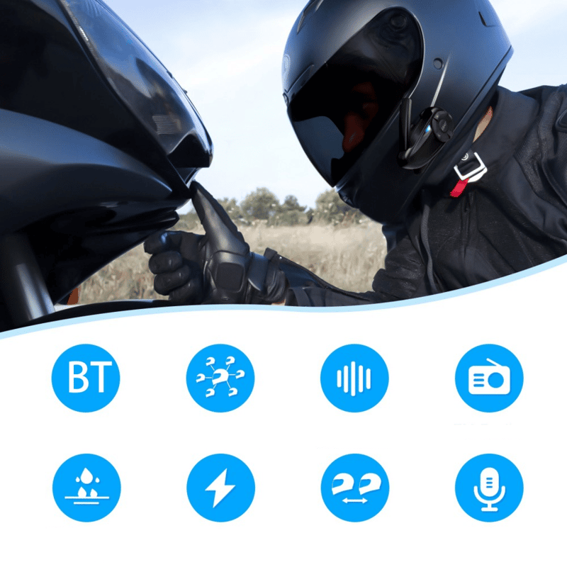 Bluetooth Motorrad Headset IP65 mit 800m Reichweite